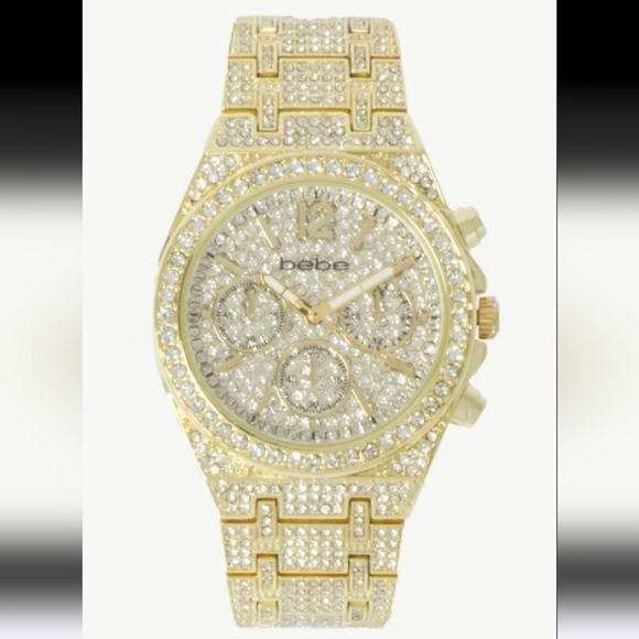 bebe Accessories - Bebe Full Pave Crystal Bezel Watch